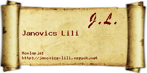 Janovics Lili névjegykártya